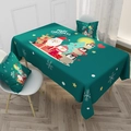Nappe de Noël en coton et lin vert avec motifs de lettres et taies d'oreiller - 40*70cm / Personnages de dessins animés fond vert (ZB008-5)