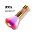 Rainbow nail dust cleaning brush with golden handle and glitter acrylic accents - Rainbow Bristles With Diamonds Gold Handle (Gold)