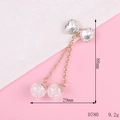 Detail showing bow pendant dimensions of 88mm length with glass spheres and gold chains - D780 Crystal Ball Bowknot Pendant (White)