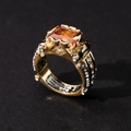Luxury two-tone ring with orange rectangle gemstone and black and white crystals - US 12 / Champagne Large Version
