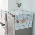 Waterproof refrigerator dust cover with feather pattern and side storage pockets - Feather-Large (Double Door)