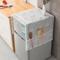Light gray PEVA refrigerator dust cover with white daisy patterns and side storage pockets - Daisy-Small (Single Door)