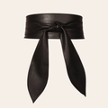Large ceinture noire élégante pour femme en similicuir souple avec un nœud papillon chic - Taille Standard / Noir