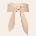 Ceinture obi élégante en cuir PU blanc crème avec design large et longs cordons - Taille Standard / Beige
