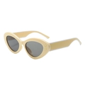 Retro cat-eye sunglasses in creamy yellow with grey lenses and gold star details - Beige Frame Gray Lens