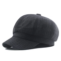 Dark grey plaid newsboy cap with vintage octagonal design for women in retro style - 57-58cm / Dark Gray