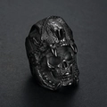 Dark vintage double skull ring with black plated stainless steel finish for men - US 8 / Black