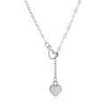 Elegant silver O-chain necklace featuring hollow heart ring and solid heart pendant - Silver Y-Shape Tassel Heart (2614)