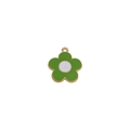 DIY Blumenanhänger mit grün-weißen Emaille-Blütenblättern in goldener Fassung - Grüne Blume