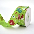 Green Christmas grosgrain ribbon with white snowflakes and winter glove patterns - Green Ribbon with Winter Mittens (9m)