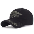 Berretto da baseball nero in cotone con ricamo Navy Seal dorato in stile militare - Nero