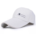 White cotton baseball cap with long brim and black shield sports logo embroidery - Light Beige