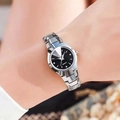 Elegant women's quartz watch with black dial and silver stainless steel strap - Silver Black Dial [No Calendar]
