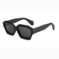 Retro geometric hexagonal sunglasses with thick black frames and dark grey lenses for street style - Sand Black Frame Grey Lens