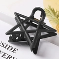 Matte black hollow star-shaped hair claw clip with a minimalist frosted finish - 7.5cm / Black