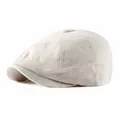 Atmungsaktive Retro-Schiebermütze aus Leinen für Damen und Herren in elegantem Off-White - Einstellbar (54-60cm) / Beige
