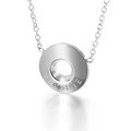 Silver round necklace with 'MY LOVE' engraving and zircon stone in polished finish - Necklace-Silver Color (KN111537-GC)