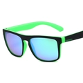 Polarized sports sunglasses with square matte black frames and purple mirror lenses - Black Outside Green Inside Green Mirrored