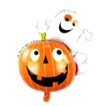 70x54cm Halloween foil balloon featuring an orange pumpkin and a white ghost character - Large Ghost on Pumpkin