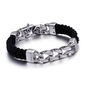 Bracelet pour hommes en acier titane avec corde en nylon double couche et motif totem - Style Sculpté Rétro (KB92433-BD)