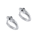 S925 Sterling Silber Schlangenkopf Ohrringe mit schwarzen Zirkonia Augen und Schuppen - Silber