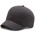 Dark grey short brim baseball cap in premium cotton twill with six-panel construction - Plain Style / Gray
