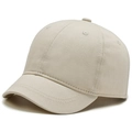Short brim baseball cap in light beige soft cotton twill with vintage stitching - Plain Style / Beige