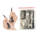 Unghie finte stiletto nere lunghe con confezione sfusa ed etichette delle taglie - 05 Nero