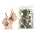 Olive green stiletto false nail set with numbered size bags and on-hand display - 16 Army Green