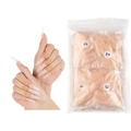 Pacco di unghie finte stiletto trasparenti con esempio d'uso e sacchetti numerati - 07 Rosa Nude