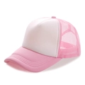 Breathable pink and white mesh trucker hat with adjustable snapback design - Pink White Pink Mesh