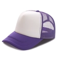 Classic purple and white mesh trucker hat with breathable fabric and sponge front panel - Purple White Purple Mesh