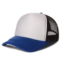 Three-color mesh trucker hat in white, blue and black with breathable polyester fabric - Blue White Black Mesh