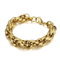 Pulsera de cadena gruesa de acero inoxidable dorado brillante con cierre de mosquetón - Ancho 11mm-Largo 21cm (KB108224-Z) / Dorado