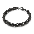 Minimalist double link stainless steel chain bracelet for men in matte black finish - 7mm Width-20cm Length (KB107531-Z)