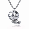Men's stainless steel football and cleat pendant necklace on a silver box chain - Football