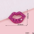 Detailed close-up of a rhinestone lip charm with dimensions 24.9mm x 16.7mm for DIY crafts - Fuchsia Small Lips (D301)