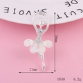 Dettaglio accessorio ballerina in resina con strass e petali bianchi, 58mm x 27mm - D540 Ragazza in Resina (Argento Bianco)