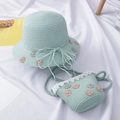 Ensemble chapeau de paille vert menthe et sac dentelle avec marguerites pour filles été soleil - Pour 2-6 ans / Sac Seul / Vert Menthe
