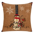 Linen Christmas pillow cover featuring a snowman design and warm winter wishes text - Style 3 / 45*45cm (No Core)