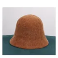 Detail shot of the warm brown chenille bucket hat with a thick vertical knit texture - M (56-58cm) / Khaki