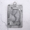 Elegant marble pattern PU leather ID card holder with transparent window and metal D-ring - Single Card Holder / Black and Gray