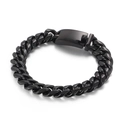 Pulsera cubana de hip hop para hombre en acero inoxidable negro con cierre plegable - Negro