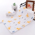 Soft cotton baby washcloth featuring yellow deer and blue leaf patterns in six-layer gauze - 25*25cm / Pattern 11