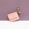 Mini portamonete in finta pelliccia rosa con patta a busta e morbida nappa decorativa - Rosa