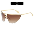 Gafas de sol shield Y2K sin montura con marco de metal dorado y lentes degradadas - Marco Dorado Lentes Marrones