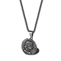 Vintage titanium stalen muntketting met een antiek Romeins portret hanger aan een gevlochten ketting - 2.5*60 Boxketting / Antiek Zilver