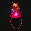 Diadema de árbol de Navidad roja luminosa con luces LED y estrellas doradas sobre negro - Árbol Rojo Con Luz (RL520-4)