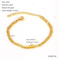Medidas detalladas de la pulsera de cadena de doble capa en acero inoxidable de oro 18k - Oro de 18K / Dorado