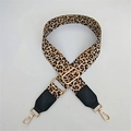 Adjustable leopard print replacement wide shoulder strap with gold metal hardware for bags - Style 3 Square Head